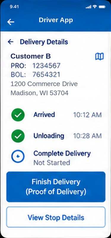 Driver app screen: Finish Delivery